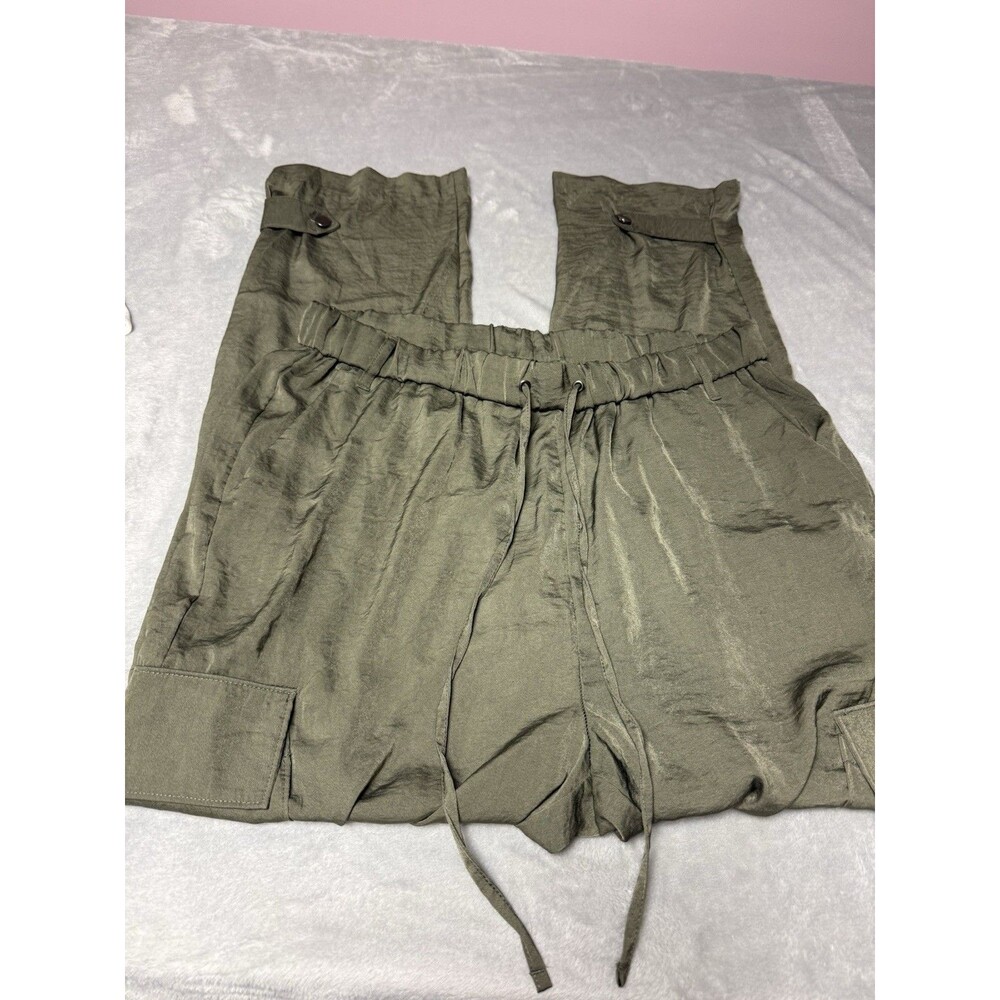 C By One Satin Cargo Pants Olive Green